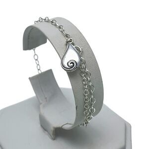 Vintage CC Sterling Silver 925 Spiral Teardrop Charm Link Bracelet 7.5" - 8.75"